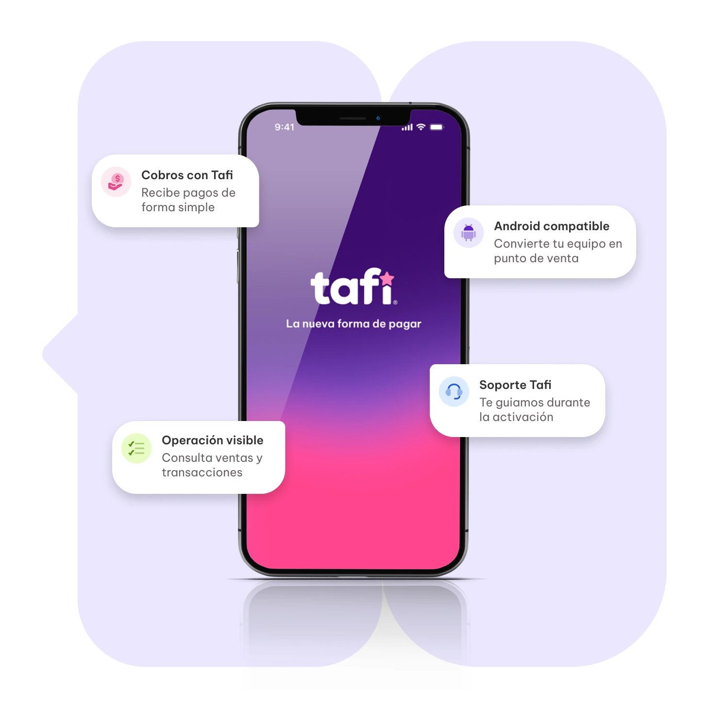 Tafi POS app en un teléfono Android, con cobros, compatibilidad y soporte