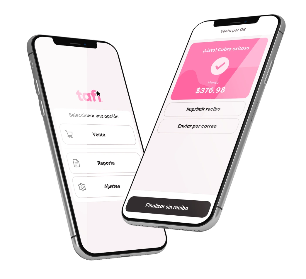 Tafi POS app corriendo en dos teléfonos Android