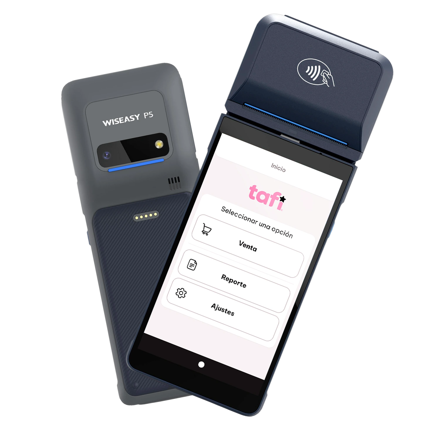 Dispositivo Tafi POS con la app de Tafi en pantalla